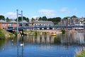 Cricklepit suspension bridge and river Exe, Exeter, UK. Royalty Free Stock Photo