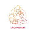 Exfoliate skin red gradient concept icon