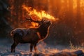 The exhaled air from an elk mouth howling. Generative AI Royalty Free Stock Photo