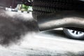 Exhaust from black car , air pollution concept Royalty Free Stock Photo