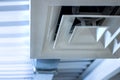 Exhaust diffuser and duct in a close-up ventilation system. front and back background blurred bokeh Royalty Free Stock Photo