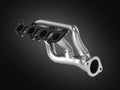 Exhaust manifold isolated on black gradient background 3d