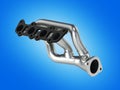Exhaust manifold isolated on blue gradient background 3d