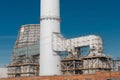 Exhaust old ventilation industrial system of chimney and cooling tower factory steam smoke pipe Royalty Free Stock Photo