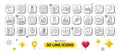 Exhaust, Paint and Windmill line icons pack. For web app. 3d design elements. Vector
