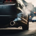 The exhaust pipe of the automobile that emits carbon dioxide as a source of air pollution. Generative AI