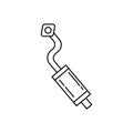 exhaust pipe, pollution, automobile line icon on white background