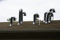 exhaust pipes on the roof duct pipes made by metal on the roof