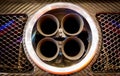 Exhaust pipes of a sports car Royalty Free Stock Photo