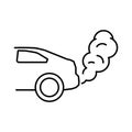 Exhaust, pollution cloud from car line art. Exhaust co 2 gases, fumes. Idling turn engine. Stop smog from automobile