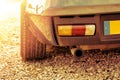 Exhaust and Rear Light Of a Blue Youngtimer Car Royalty Free Stock Photo