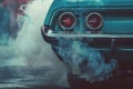 Exhaust smoke coming out of the pipe of the car, Combustion fumes coming out of car exhaust pipe Royalty Free Stock Photo