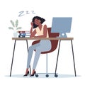 Exhausted business woman in the office. Business character with lack