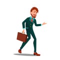 Exhausted Character Businessman After Work Vector