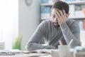 Exhausted man with headache Royalty Free Stock Photo