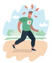 Exhausted man jogging in the park does. Royalty Free Stock Photo