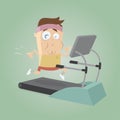 Exhausted man running on treadmill