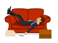 Exhausted Office Employee Sleeping on Sofa after work Royalty Free Stock Photo