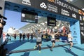 Exhausted runner at the finish line of the Valencia 2019 marathon