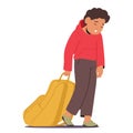 Exhausted Schoolchild Drags A Burdensome Backpack, Drooping Eyelids Conveying Weariness, Vector Illustration