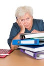 Exhausted senior lady with paperwork Royalty Free Stock Photo