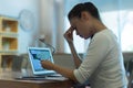 Tired stressed out woman working on her computer. Business Royalty Free Stock Photo