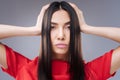 Angry emotional teacher looking tired of her lazy students Royalty Free Stock Photo