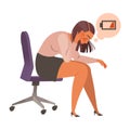 Exhausted tired female office manager. Professional burnout syndrome, depressed person cartoon vector illustration Royalty Free Stock Photo