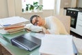 Workload Break Tired Woman in Glasses Rests During Home Office Session Royalty Free Stock Photo