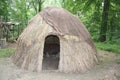 An exhibit displaying Native American housing Wigwam at Fort Ancient