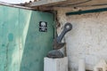 Exhibit made from the remains of iron, made by craftsmen living in Kibbutz En Carmel, in northern Israel