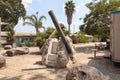 Exhibit made of stone and wood, made by craftsmen living in Kibbutz En Carmel, in northern Israel