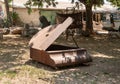 An exhibit in the shape of an iron piano, produced by craftsmen living in Kibbutz En Carmel, in northern Israel