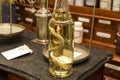 Exhibit Snake in formaldehyde inside the bottle is on the table of the pharmacist