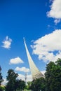 Exhibition of achievements of national economy in Moscow. Monument to conquerors of space Royalty Free Stock Photo