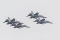 Exhibition of the air parade that takes place in the streets of Madrid and Spain on October 12. With planes, fighters, helicopters Royalty Free Stock Photo