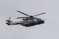 Exhibition of the air parade that takes place in the streets of Madrid and Spain on October 12. With planes, fighters, helicopters Royalty Free Stock Photo