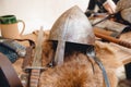 Exhibition of ancient armor, weapons, helmets from Viking steel Mdina Malta