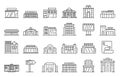 Exhibition center icon set, outline style