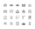 Exhibition centre line icons, signs, vector set, outline illustration concept