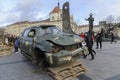 Exhibition of destroyed cars from the Bakhmut frontline displayed in Ukraine`s Lviv, amid the Russian invasion of Ukraine