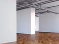 Exhibition gallery with white walls. 3d rendering