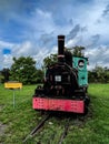 An exhibition of old steam engines on the square next to the historic silver mine in Tarnowskie GÃÂ³ry. A narrow-gauge railway Royalty Free Stock Photo