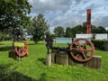 An exhibition of old steam engines on the square next to the historic stebra mine in Tarnowskie GÃÂ³ry. piston pump