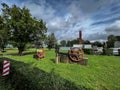An exhibition of old steam engines on the square next to the historic stebra mine in Tarnowskie GÃÂ³ry. piston pump