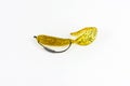 Exhibition of pirated copies of fishing metal spoon baits. Royalty Free Stock Photo