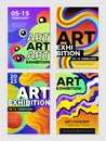 Exhibition poster. Art museum invitation placard with place for personal tex trendy creative abstract colored drawn