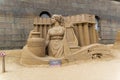 The exhibition of sand sculptures. Composition `The Ancient World`.