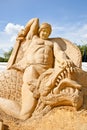 The exhibition of sand sculptures. Sculpture Battle of Siegfried Royalty Free Stock Photo
