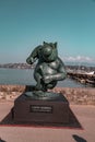 Exhibition of sculptures Le Chat, created by the Belgian cartoon artist Philippe Geluck, along the Leman lakeside, Geneva,